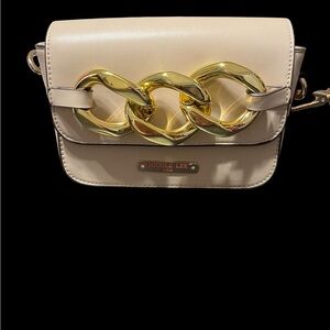 Nicole Lee Tan Crossbody Bag with Gold Chain Accent